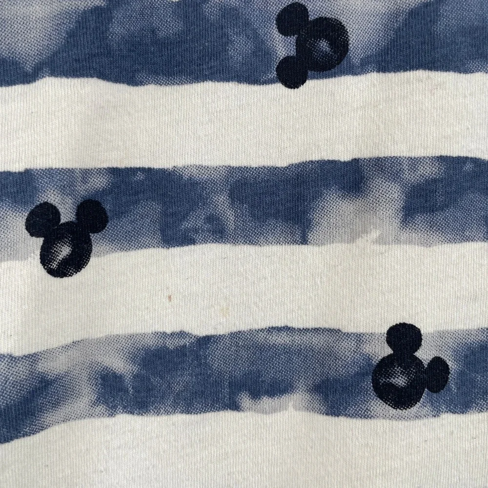 UNIQLO Disney Mickey Mouse Striped TShirt XL Blue White Cotton Graphic Tee Vacay